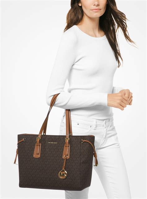 michael kors voyager medium logo tote reviews|Michael Kors zip top tote.